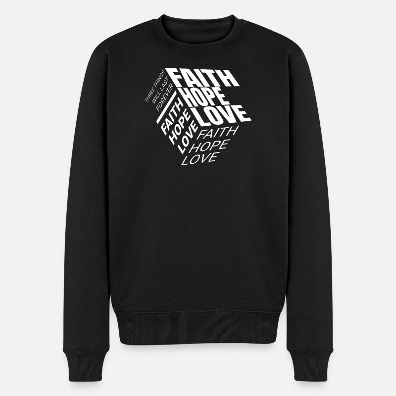 Glaube Hoffnung Liebe - Männer Premium Bio Pullover - Schwarz
