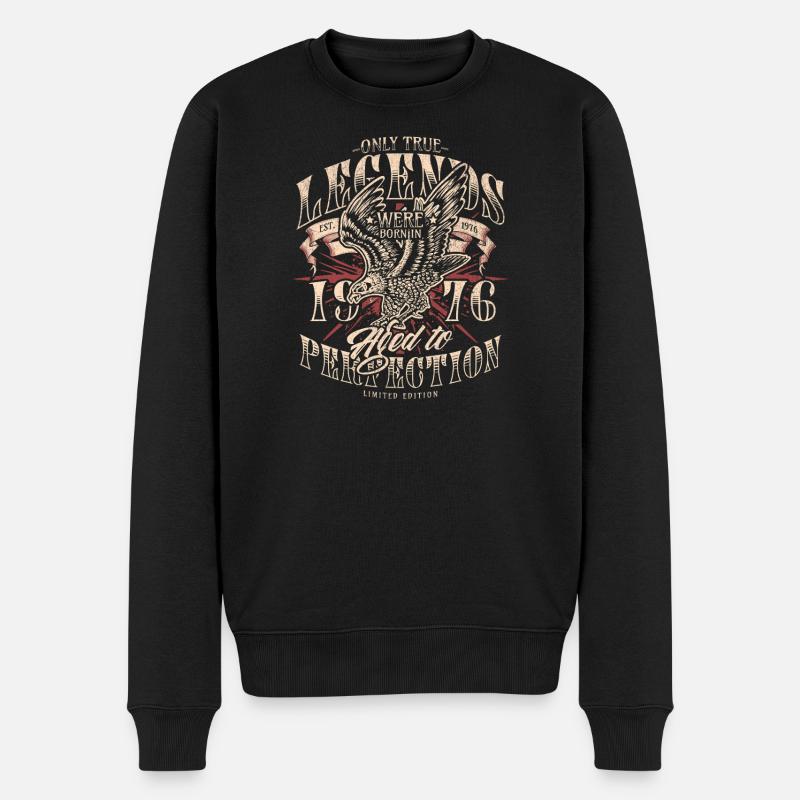 Jahrgang 1976 geboren Legenden Geburtstag Geschenk - Männer Premium Bio Pullover - Schwarz