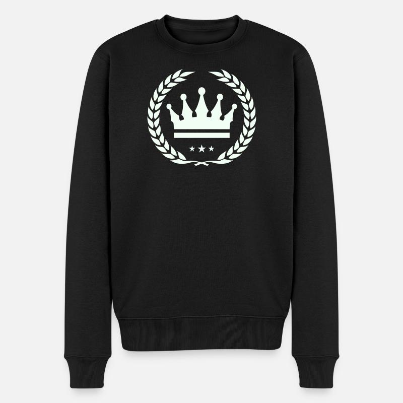 Kronenlaub Emblem Design - Männer Premium Bio Pullover - Schwarz
