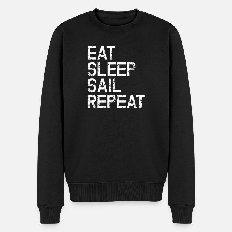 Nautic Design Eat Sleep Sail Repeat - Männer Premium Bio Pullover - Schwarz