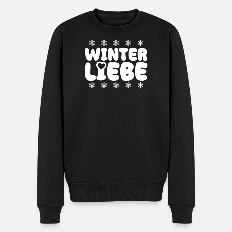 Winter Liebe Herz - Männer Premium Bio Pullover - Schwarz