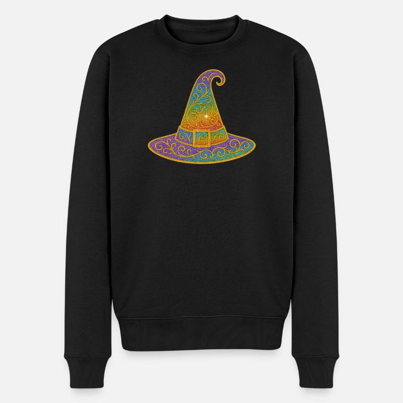 Bunt funkelnder Hexenhut - Männer Premium Bio Pullover - Schwarz