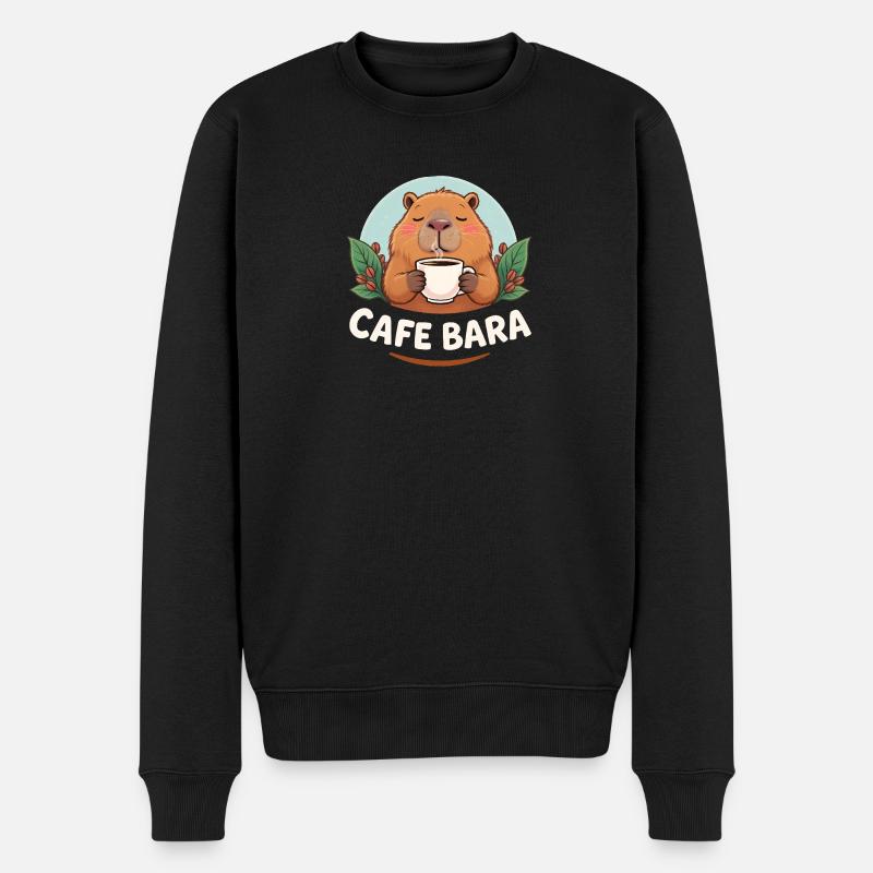 Café Bara - T-shirt Capybara drôle - Pull Premium bio Homme - noir