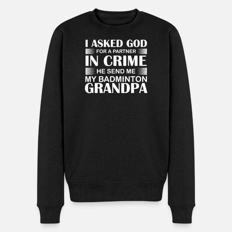 Badminton Opa - Männer Premium Bio Pullover - Schwarz