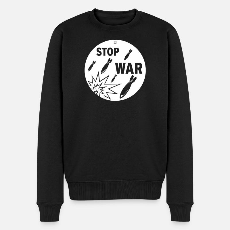 STOP WAR - Männer Premium Bio Pullover - Schwarz