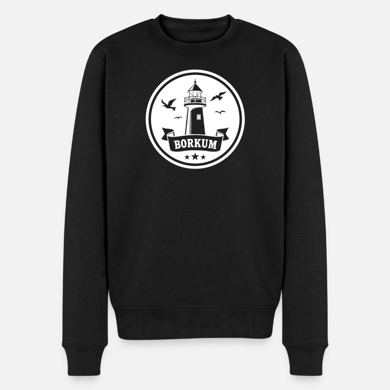 Leuchtturm Borkum Maritimes Emblem - Männer Premium Bio Pullover - Schwarz