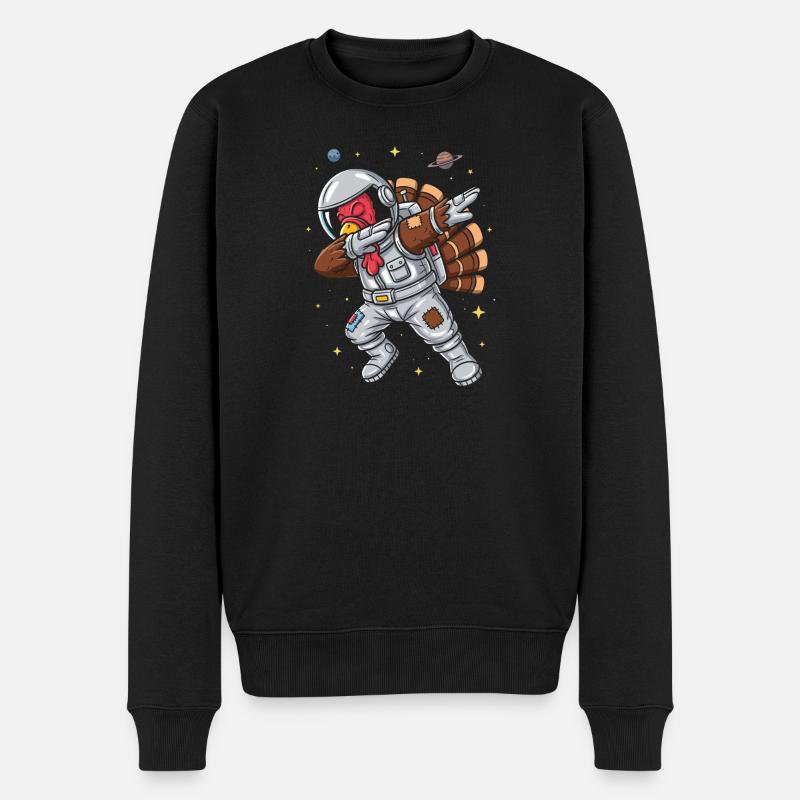 Canard astronaute dans l’espace - Pull Premium bio Homme - noir