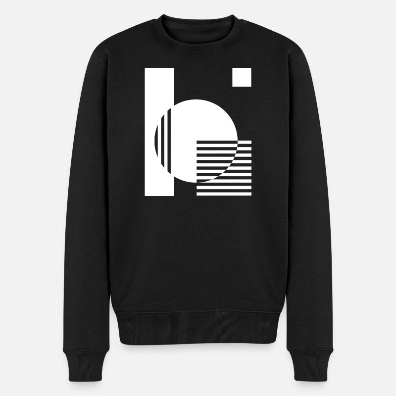 Rayures géométriques mono cercle - Pull Premium bio Homme - noir
