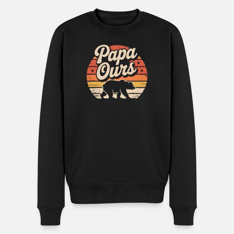 Papa Ours au coucher soleil - Pull Premium bio Homme - noir