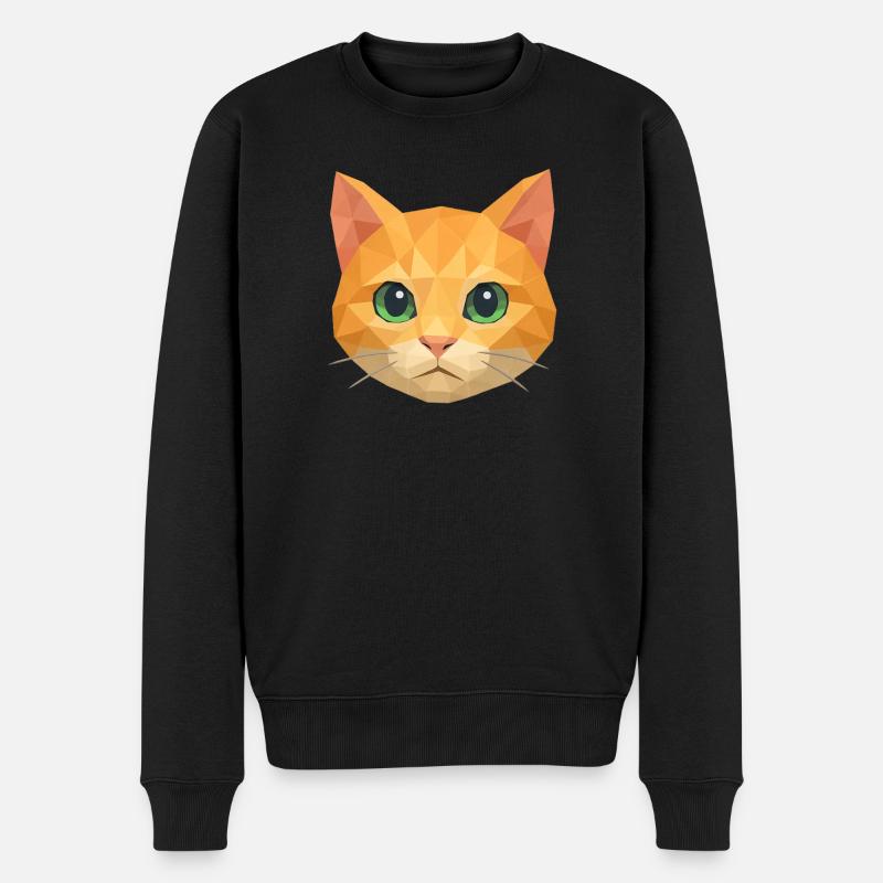 Polygon Katze – Geometrisches Katzen-Design - Männer Premium Bio Pullover - Schwarz