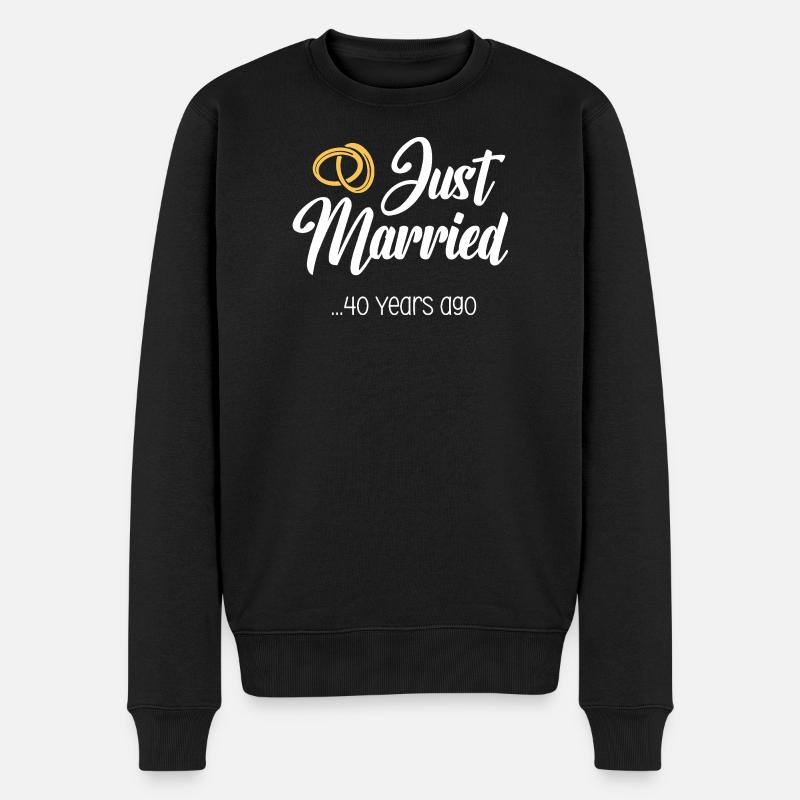 Just Married 40 Jahre Ehe Verheiratet Jubiläum - Männer Premium Bio Pullover - Schwarz