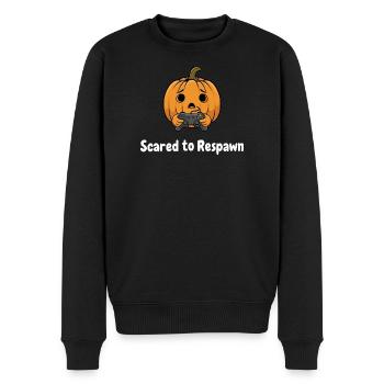 Kuerbis mit Controller Scared to Respawn - Männer Premium Bio Pullover - Schwarz - Vorne - Nico (187cm)
