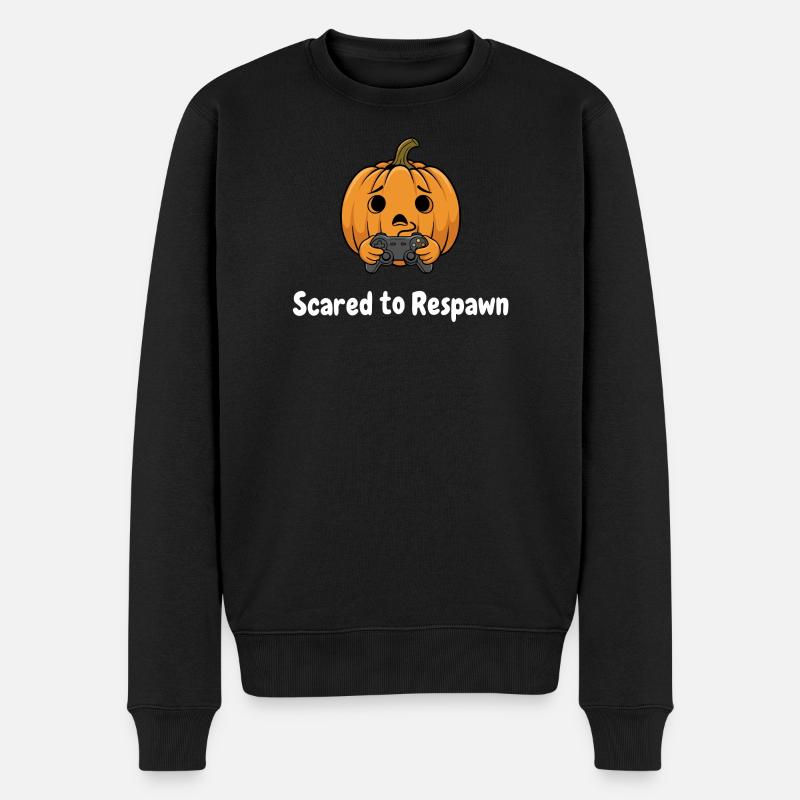Kuerbis mit Controller Scared to Respawn - Männer Premium Bio Pullover - Schwarz
