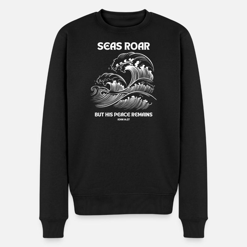 Seas Roar - Johannes 14:27 Design - Männer Premium Bio Pullover - Schwarz