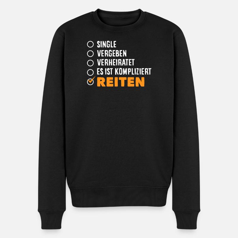 Pferdemädchen Reiten Ponyfans Reiter - Männer Premium Bio Pullover - Schwarz