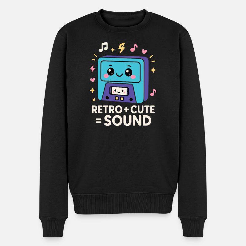 Retro + Niedlich = Klang – Vintage Kawaii Kassette - Männer Premium Bio Pullover - Schwarz