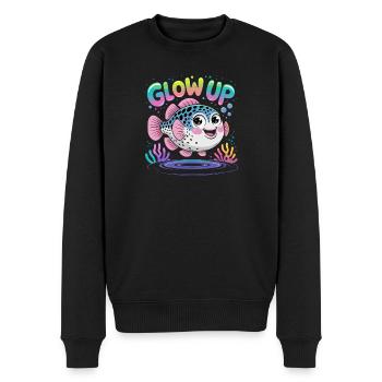 Glow Up Tetra Buntes Fischmotiv - Männer Premium Bio Pullover - Schwarz - Vorne - Nico (187cm)