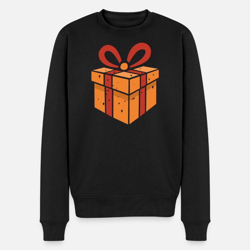 Cartoon Geschenkbox im Retro Stil - Männer Premium Bio Pullover - Schwarz