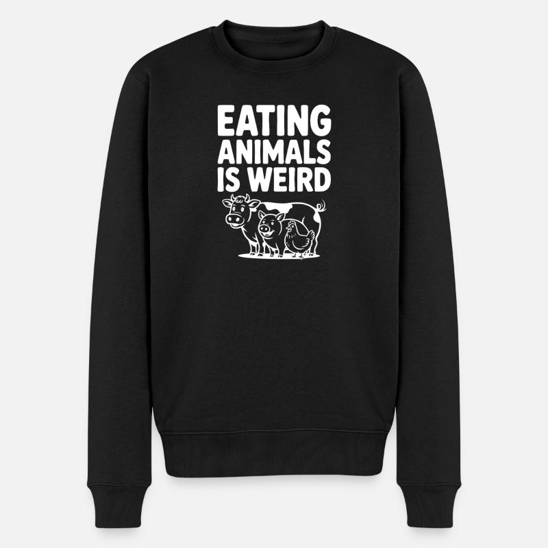 Tiere zu essen ist seltsam - Männer Premium Bio Pullover - Schwarz