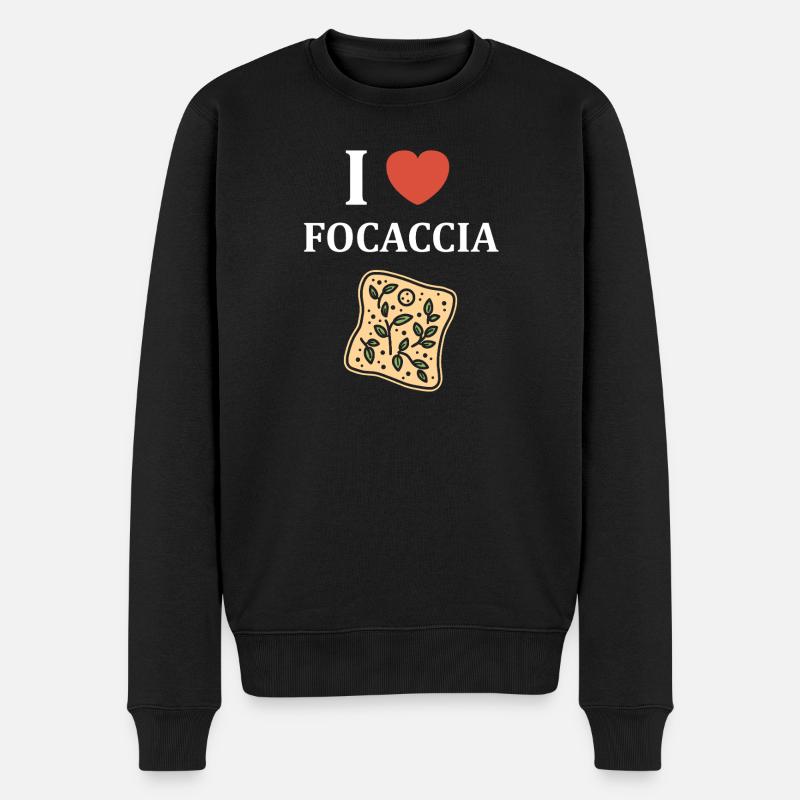 Ich liebe Focaccia - Männer Premium Bio Pullover - Schwarz
