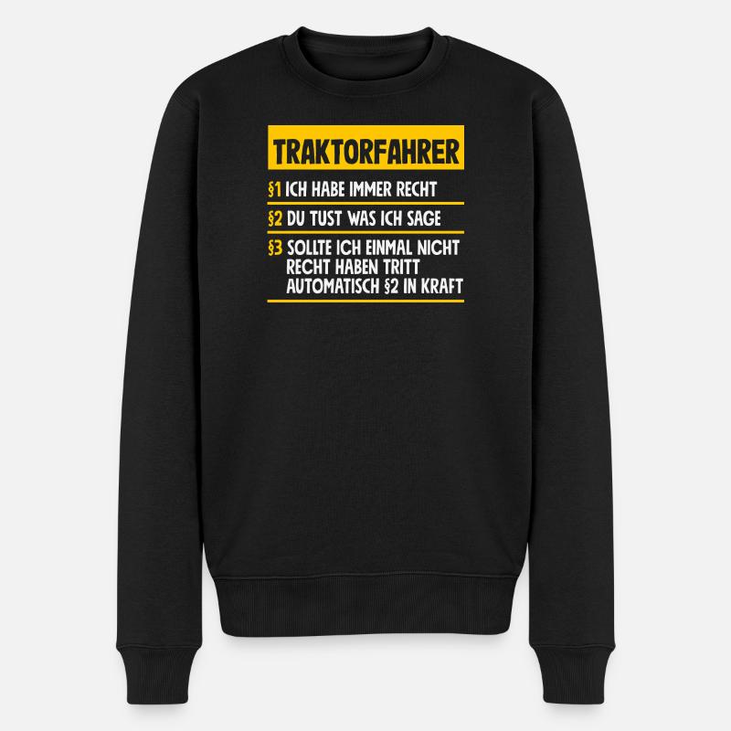 Lustiges Traktorfahrer Traktor Geschenk - Männer Premium Bio Pullover - Schwarz