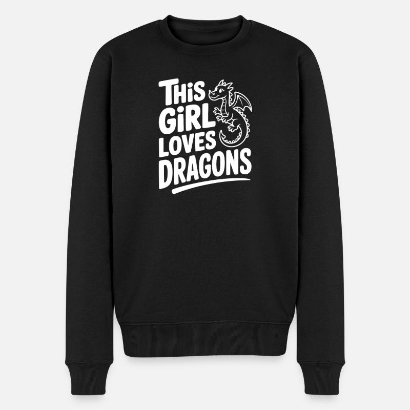 Dieses Mädchen liebt Drachen - Männer Premium Bio Pullover - Schwarz
