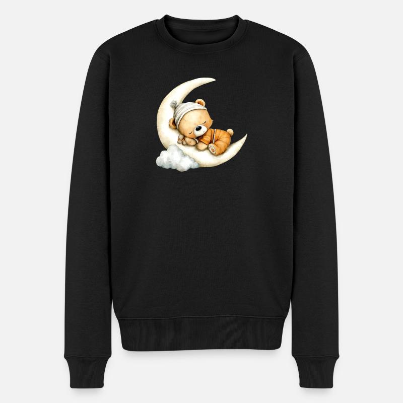 schlafender Teddy - Männer Premium Bio Pullover - Schwarz