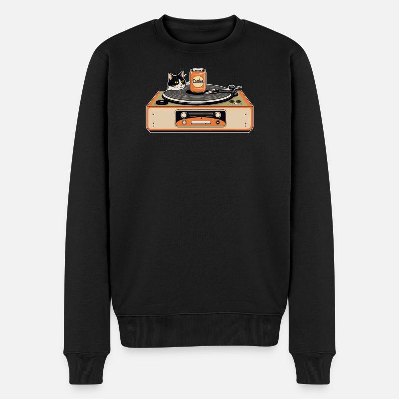 Chat rétro à la platine - Pull Premium bio Homme - noir