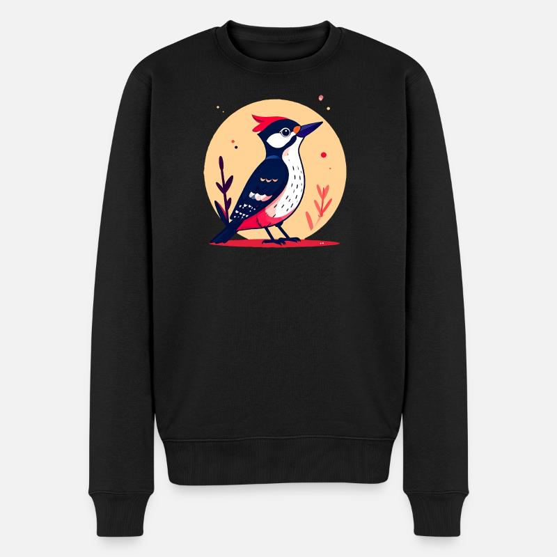 Buntspecht mit roter Haube - Männer Premium Bio Pullover - Schwarz