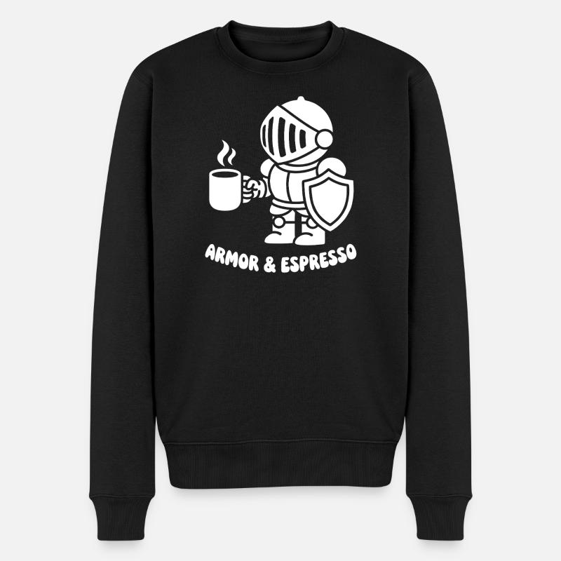 Ritter Rüstung Espresso Motiv - Männer Premium Bio Pullover - Schwarz