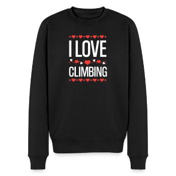 I Love Climbing Herzdesign - Männer Premium Bio Pullover - Schwarz - Vorne - Nico (187cm)