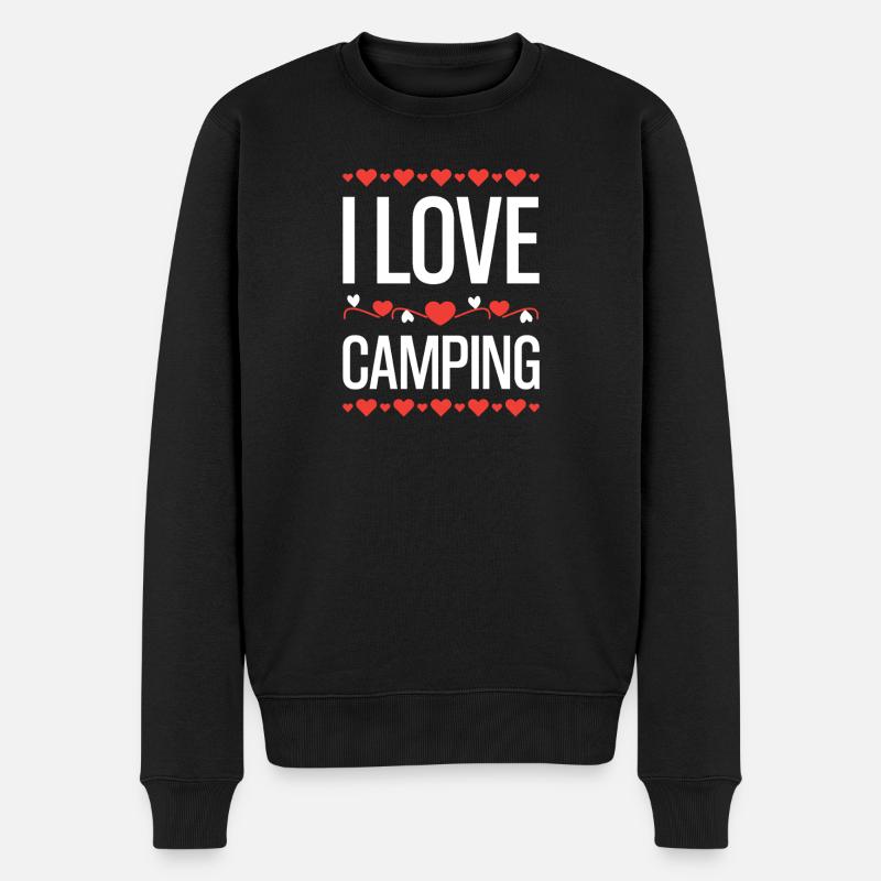 J’aime le camping coeur graphique - Pull Premium bio Homme - noir