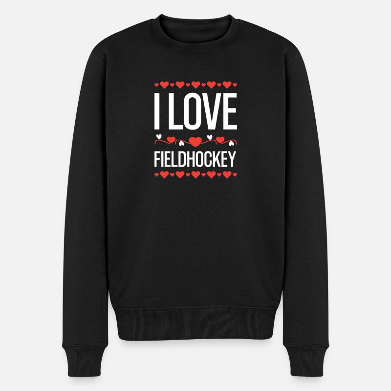 Ich liebe Feldhockey - Männer Premium Bio Pullover - Schwarz