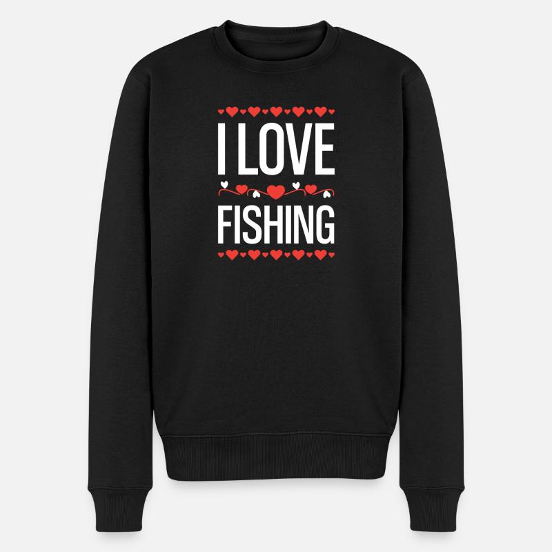 I Love Fishing  - Männer Premium Bio Pullover - Schwarz
