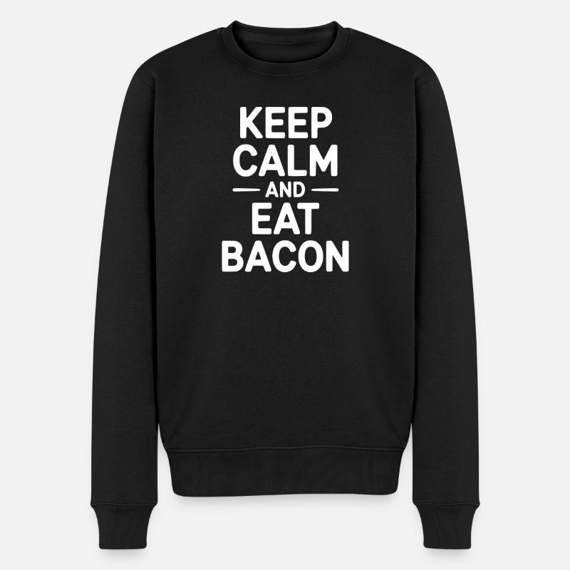Bevar roen og spis bacon - Økologisk premium-sweatshirt til mænd - sort