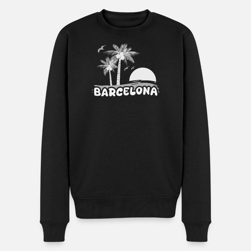 Barcelone comme plage - Pull Premium bio Homme - noir