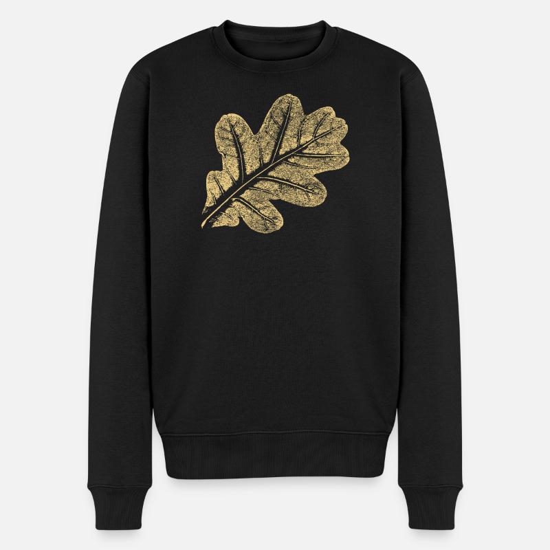 Blatt Eiche / Eichenblatt - Natur Design - Männer Premium Bio Pullover - Schwarz