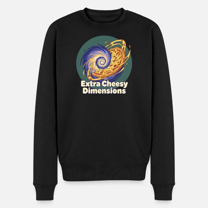 Extra Cheesy Dimensions Pizza - Männer Premium Bio Pullover - Schwarz