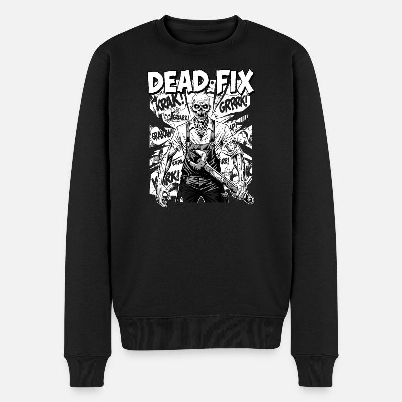 Zombie Mechaniker Kettensägenheld - Männer Premium Bio Pullover - Schwarz