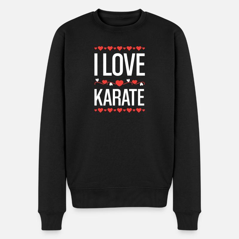 I Love Karate Herzdesign - Männer Premium Bio Pullover - Schwarz