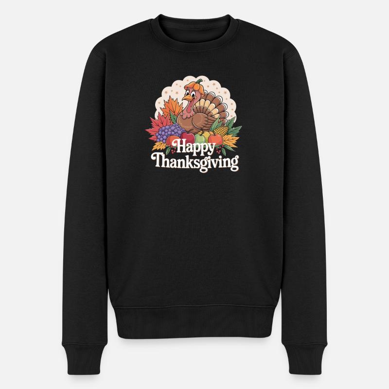 Joyeux Thanksgiving Turquie Motif d’automne - Pull Premium bio Homme - noir