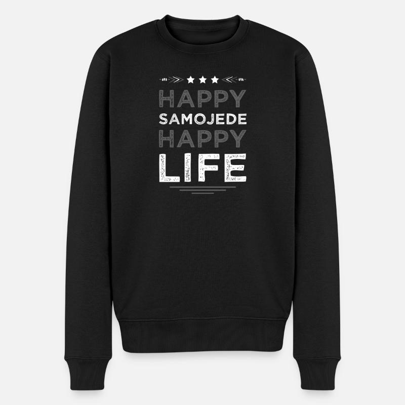 Samoyède heureux, vie heureuse - Pull Premium bio Homme - noir
