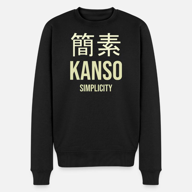 Kanji-Einfachheit optimiert - Männer Premium Bio Pullover - Schwarz