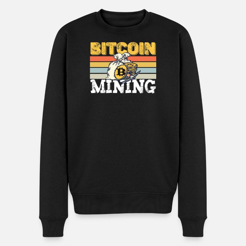 Rétro minage de bitcoins - Pull Premium bio Homme - noir