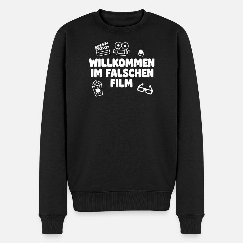 Willkommen im falschen Film - Männer Premium Bio Pullover - Schwarz