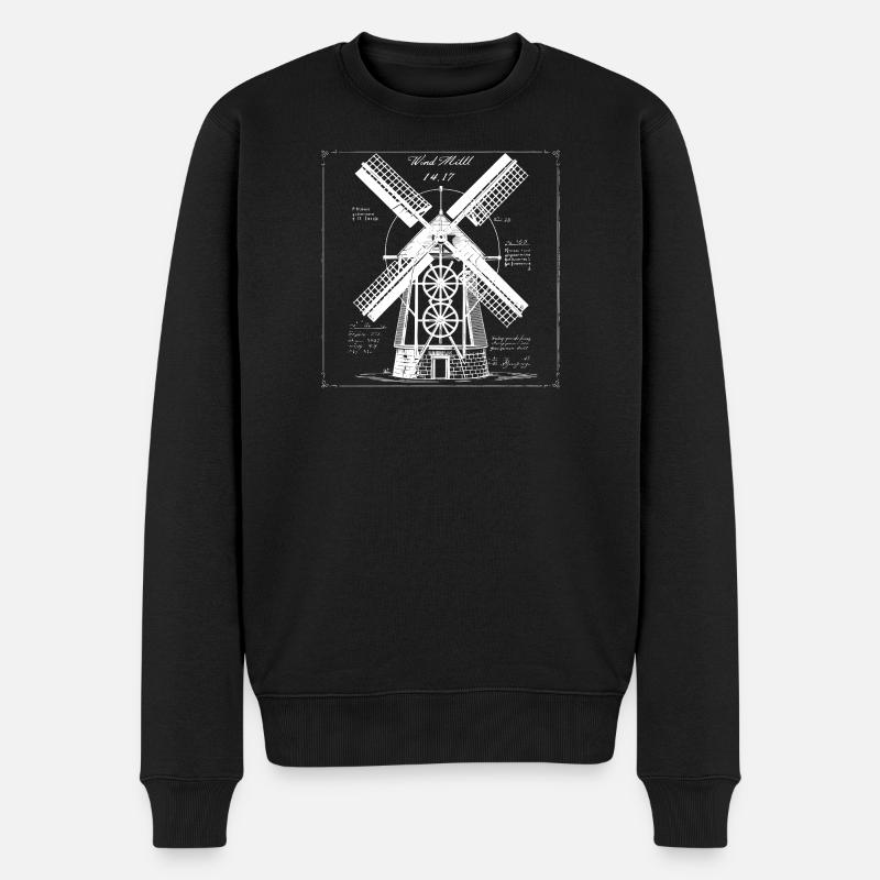 Plan de moulin à vent Vintage - Pull Premium bio Homme - noir