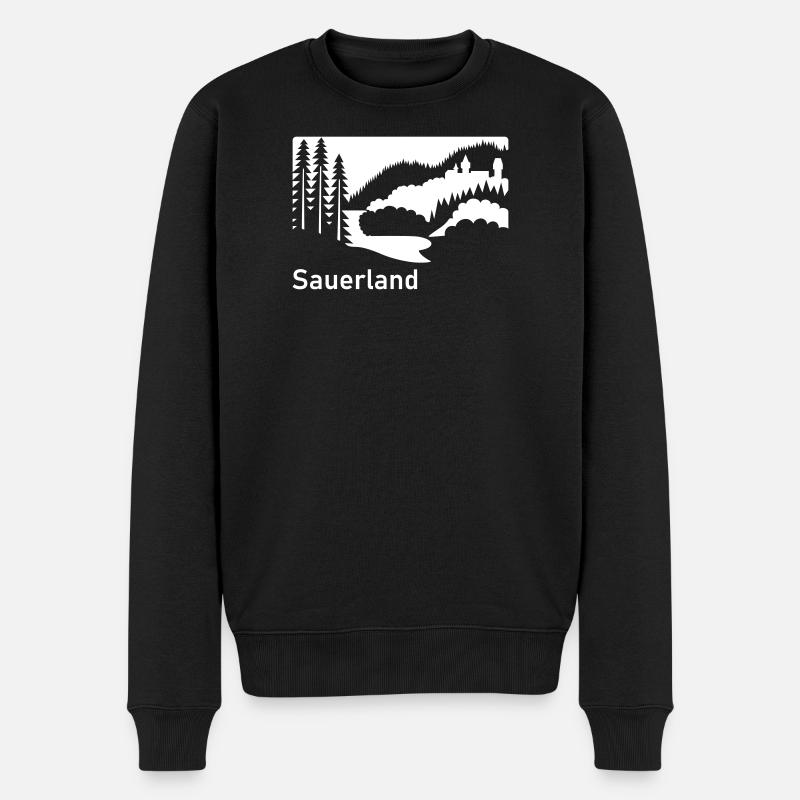 Sauerland silhouette paysage panneau routier - Pull Premium bio Homme - noir