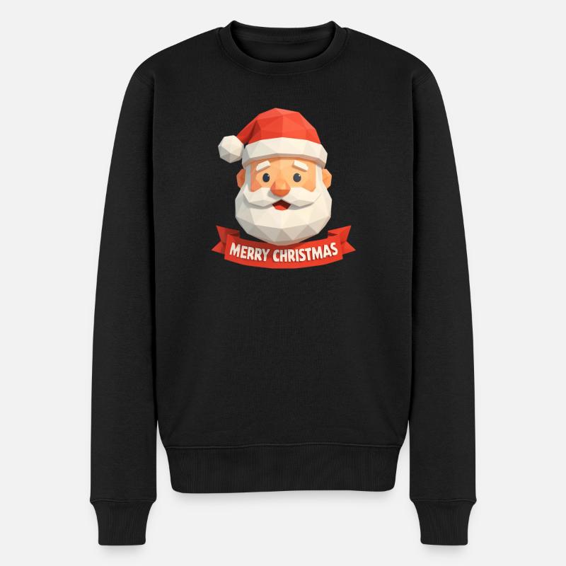 Weihnachtsmann Polygon Design – Merry Christmas - Männer Premium Bio Pullover - Schwarz