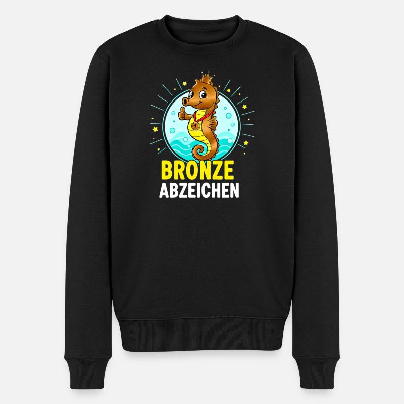 Bronze Abzeichen Schwimmkurs Bestanden  - Männer Premium Bio Pullover - Schwarz