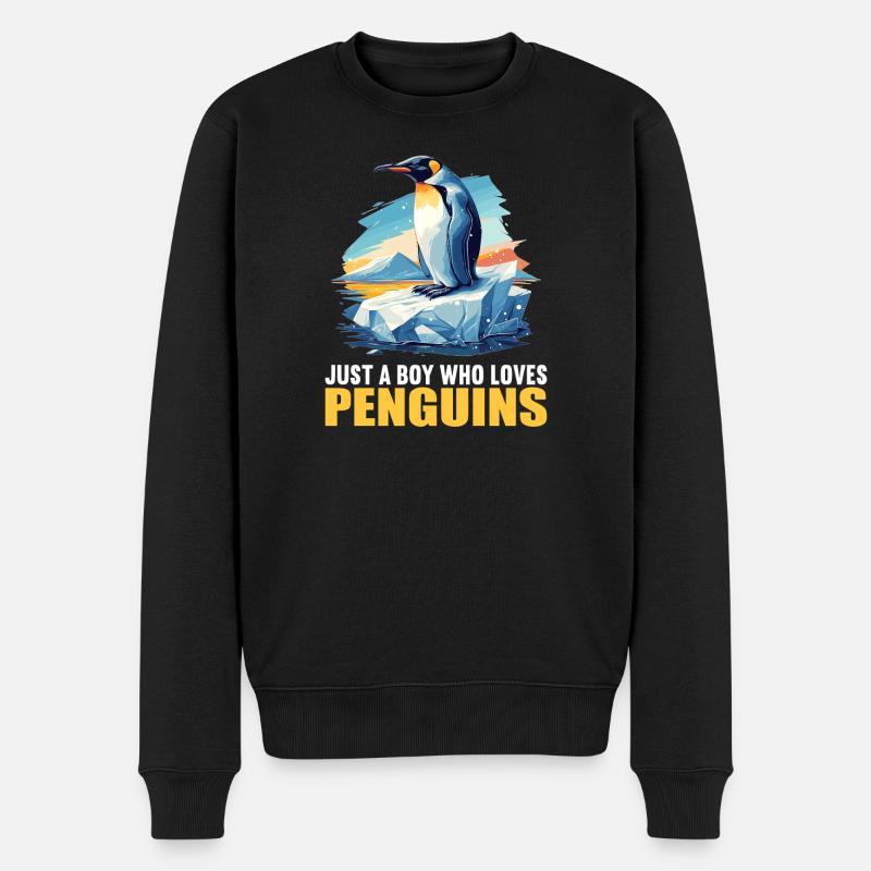 Pinguine Pinguin - Männer Premium Bio Pullover - Schwarz